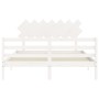 Weißer Massivholzbettrahmen mit Kopfteil 140x200 cm von vidaXL, Betten und Lattenroste - Ref: Foro24-3195287, Preis: 133,60 €...