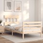 Bed frame with solid wood headboard 90x200 cm by vidaXL, Beds and slatted bases - Ref: Foro24-3195141, Price: 87,12 €, Discou...