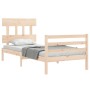 Bed frame with solid wood headboard 90x200 cm by vidaXL, Beds and slatted bases - Ref: Foro24-3195141, Price: 87,12 €, Discou...