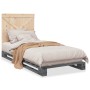 Estructura de cama con cabecero madera de pino gris 90x200 cm