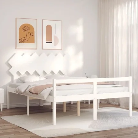 Bed for seniors with solid wood headboard 140x190cm by vidaXL, Beds and slatted bases - Ref: Foro24-3195527, Price: 173,43 €,...