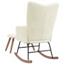 Silla mecedora con reposapiés terciopelo crema
