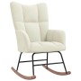Silla mecedora con reposapiés terciopelo crema