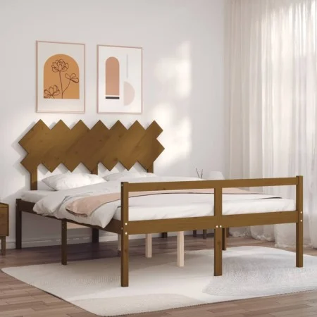 Doppelbett für Senioren, Kopfteil aus honigbraunem Holz von vidaXL, Betten und Lattenroste - Ref: Foro24-3195554, Preis: 156,...