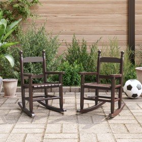 Mecedoras para niños 2 uds madera maciza de álamo marrónes Mecedoras para niños 2 uds madera maciza de álamo marrónes
