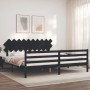 Bed frame with black solid wood headboard 200x200 cm by vidaXL, Beds and slatted bases - Ref: Foro24-3195310, Price: 175,72 €...