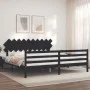 Bed frame with black solid wood headboard 200x200 cm by vidaXL, Beds and slatted bases - Ref: Foro24-3195310, Price: 173,57 €...
