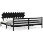 Bed frame with black solid wood headboard 200x200 cm by vidaXL, Beds and slatted bases - Ref: Foro24-3195310, Price: 175,72 €...
