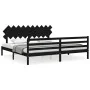Bed frame with black solid wood headboard 200x200 cm by vidaXL, Beds and slatted bases - Ref: Foro24-3195310, Price: 173,57 €...