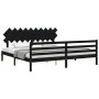 Bed frame with black solid wood headboard 200x200 cm by vidaXL, Beds and slatted bases - Ref: Foro24-3195310, Price: 173,57 €...