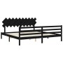 Bed frame with black solid wood headboard 200x200 cm by vidaXL, Beds and slatted bases - Ref: Foro24-3195310, Price: 175,72 €...