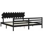 Bed frame with black solid wood headboard 200x200 cm by vidaXL, Beds and slatted bases - Ref: Foro24-3195310, Price: 173,57 €...