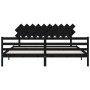 Bed frame with black solid wood headboard 200x200 cm by vidaXL, Beds and slatted bases - Ref: Foro24-3195310, Price: 175,72 €...