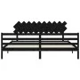 Bed frame with black solid wood headboard 200x200 cm by vidaXL, Beds and slatted bases - Ref: Foro24-3195310, Price: 173,57 €...