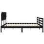 Bed frame with black solid wood headboard 200x200 cm by vidaXL, Beds and slatted bases - Ref: Foro24-3195310, Price: 175,72 €...