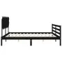 Bed frame with black solid wood headboard 200x200 cm by vidaXL, Beds and slatted bases - Ref: Foro24-3195310, Price: 173,57 €...