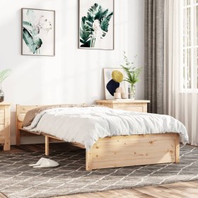 Estructura de cama madera maciza 90x190 cm