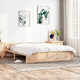 Estructura de cama King Size madera maciza 150x200 cm