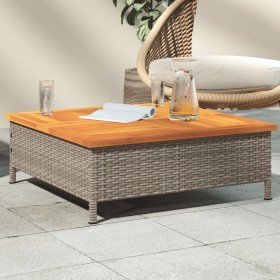 Mesa de jardín ratán y madera de acacia gris 70x70x25 cm