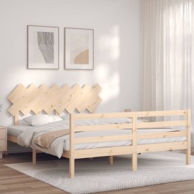 Estructura de cama con cabecero madera maciza 160x200 cm de vidaXL, Camas y somieres - Ref: Foro24-3195296, Precio: 138,13 €,...