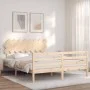 Bed frame with solid wood headboard 160x200 cm by vidaXL, Beds and slatted bases - Ref: Foro24-3195296, Price: 136,34 €, Disc...