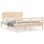 Bed frame with solid wood headboard 160x200 cm by vidaXL, Beds and slatted bases - Ref: Foro24-3195296, Price: 136,34 €, Disc...