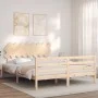 Bed frame with solid wood headboard 160x200 cm by vidaXL, Beds and slatted bases - Ref: Foro24-3195296, Price: 136,34 €, Disc...