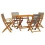 Set de comedor jardín 5 pzas polipropileno madera maciza gris