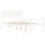 Doppelbett für Senioren mit weißem Massivholz-Kopfteil von vidaXL, Betten und Lattenroste - Ref: Foro24-3195552, Preis: 177,5...