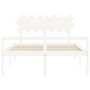 Doppelbett für Senioren mit weißem Massivholz-Kopfteil von vidaXL, Betten und Lattenroste - Ref: Foro24-3195552, Preis: 177,5...