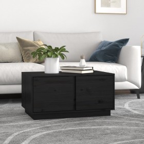 Couchtisch aus massivem schwarzem Kiefernholz, 80 x 50 x 40 cm von vidaXL, Couchtisch - Ref: Foro24-814423, Preis: 68,35 €, R...