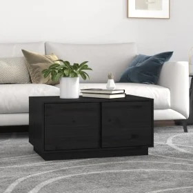Couchtisch aus massivem schwarzem Kiefernholz, 80 x 50 x 40 cm von vidaXL, Couchtisch - Ref: Foro24-814423, Preis: 68,35 €, R...
