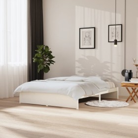 Estructura de cama madera maciza de pino blanco 150x200 cm