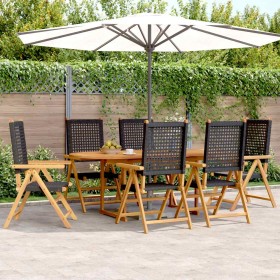 Set de comedor de jardín 7 pzas ratán PE madera acacia negro