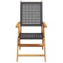 Set de comedor de jardín 7 pzas ratán PE madera acacia negro