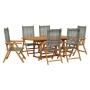 Set de comedor de jardín 7 pzas ratán PE madera acacia gris