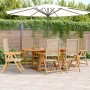 Set de comedor de jardín 7 pzas ratán PE madera maciza beige