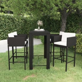 5-teiliges Garten-Barmöbel-Set und schwarze synthetische Rattankissen von vidaXL, Gartensets - Ref: Foro24-3094784, Preis: 46...