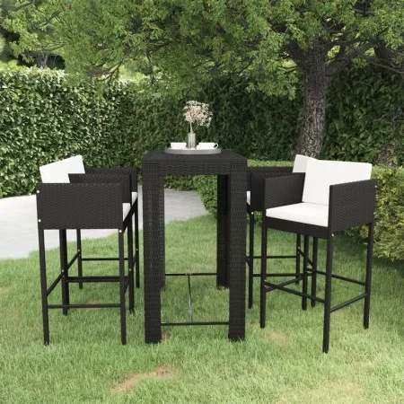 5-piece garden bar furniture set and black synthetic rattan cushions by vidaXL, Garden sets - Ref: Foro24-3094784, Price: 452...
