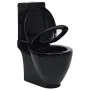 Inodoro redondo de cerámica flujo hacia abajo negro de vidaXL, Baños - Ref: Foro24-3059889, Precio: 255,66 €, Descuento: %
