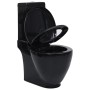 Schwarze Keramik-Rundtoilette mit Abfluss von vidaXL, Badezimmer - Ref: Foro24-3059889, Preis: 267,74 €, Rabatt: %