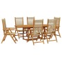 Set de comedor jardín 7 pzas polipropileno madera maciza beige