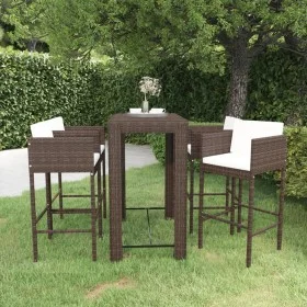 Garden bar set 5 pieces with brown synthetic rattan cushions by vidaXL, Garden sets - Ref: Foro24-3094783, Price: 421,50 €, D...