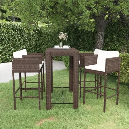 Garden bar set 5 pieces with brown synthetic rattan cushions by vidaXL, Garden sets - Ref: Foro24-3094783, Price: 421,50 €, D...