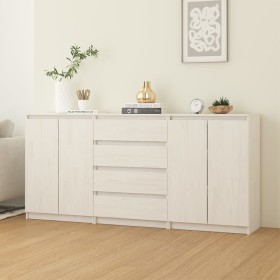 Auxiliary cabinet, 3 units, solid white pine wood by vidaXL, Sideboards - Ref: Foro24-3094813, Price: 295,62 €, Discount: %