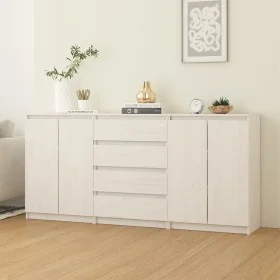 Zusatzschrank 3 Einheiten massives Kiefernholz weiß von vidaXL, Sideboards - Ref: Foro24-3094813, Preis: 319,29 €, Rabatt: %