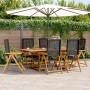 Set de comedor de jardín 7 pzas ratán PE madera acacia negro