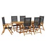 Set de comedor de jardín 7 pzas ratán PE madera acacia negro