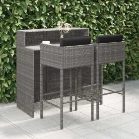 3-piece garden bar furniture set and gray synthetic rattan cushions by vidaXL, Garden sets - Ref: Foro24-3094808, Price: 347,...