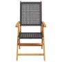 Set de comedor de jardín 7 pzas ratán PE madera acacia negro